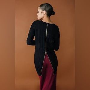 NWT Chloe Kristyn Zip Back Cotton / Cashmere Knit Sweater